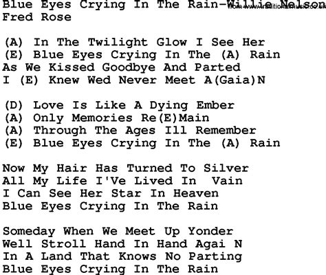 Blue Eyes Crying In The Rain Uma Canção Que Lamenta O Fim De Um Amor Com A Doçura De Uma Balada Country Clássica.